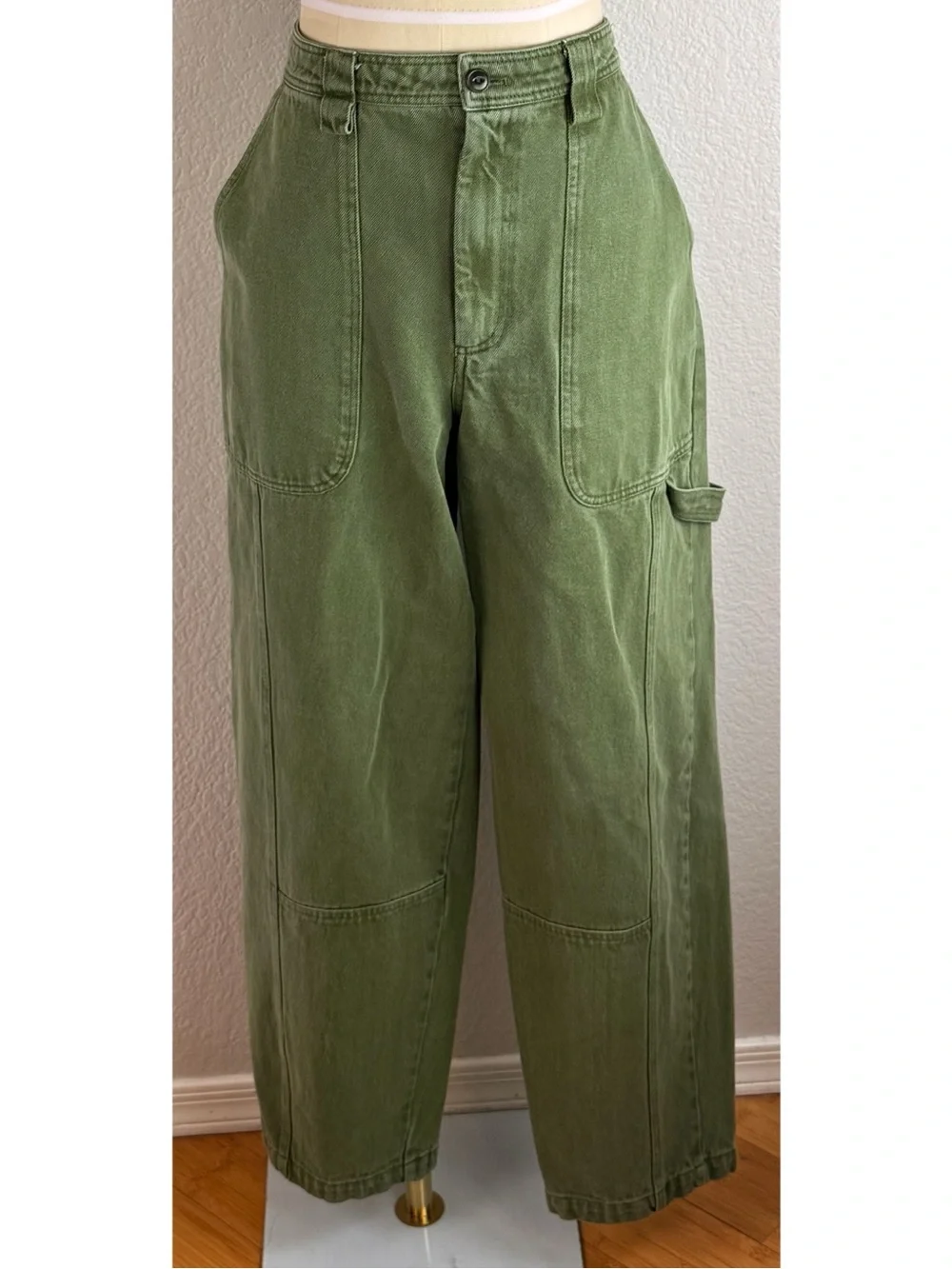 Alex Mill Pheobe Utility Cotton Cargo Pants Army Olive Green, size 30 - Picture 4 of 14